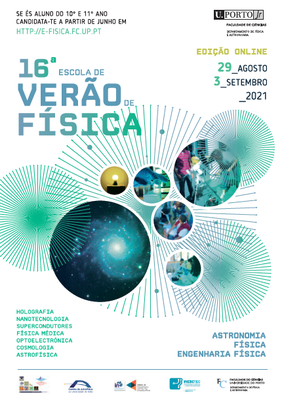 Poster da edição 16 da escola de verão de fisica do DFA