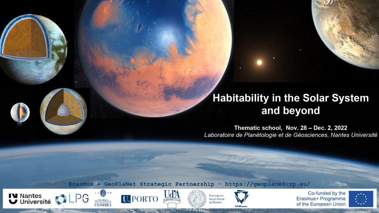 Curso GeoPlaNet | Habitability in the Solar System and beyond | Nantes Université – 28 nov. a 2 dez. 2022