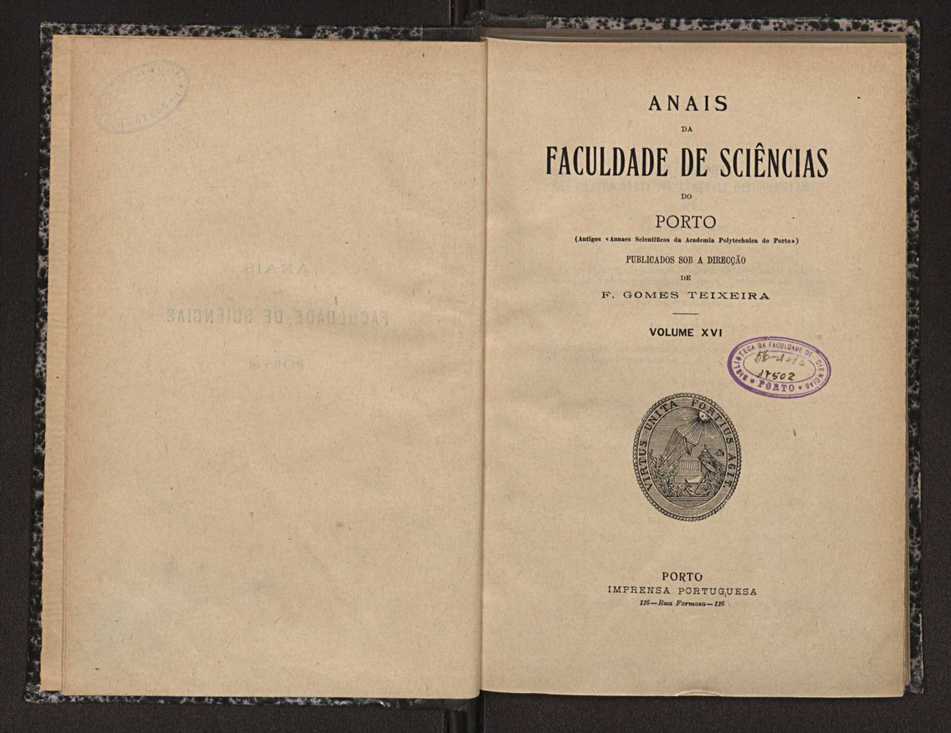 Anais da Faculdade de Scincias do Porto (antigos Annaes Scientificos da Academia Polytecnica do Porto). Vol. 16 3