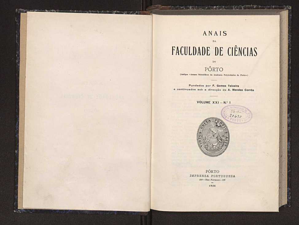 Anais da Faculdade de Scincias do Porto (antigos Annaes Scientificos da Academia Polytecnica do Porto). Vol. 21 3