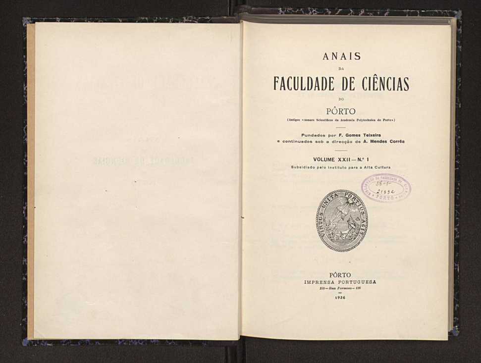 Anais da Faculdade de Scincias do Porto (antigos Annaes Scientificos da Academia Polytecnica do Porto). Vol. 22 3