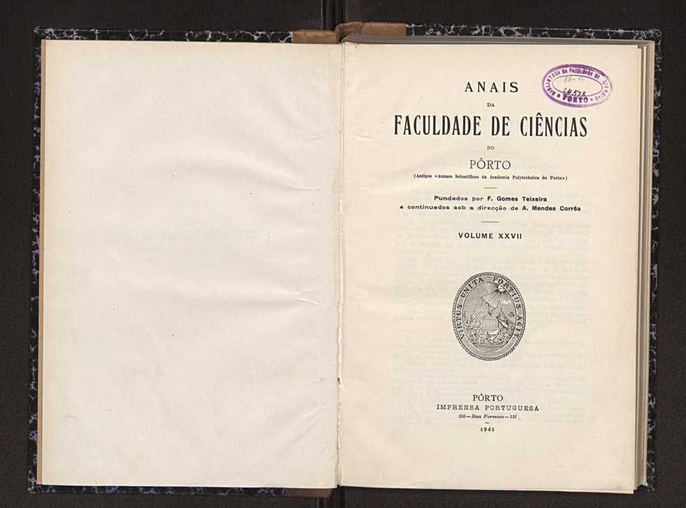 Anais da Faculdade de Scincias do Porto (antigos Annaes Scientificos da Academia Polytecnica do Porto). Vol. 27 3
