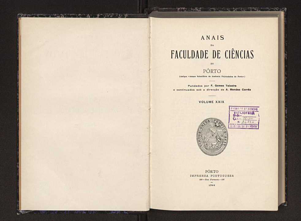 Anais da Faculdade de Scincias do Porto (antigos Annaes Scientificos da Academia Polytecnica do Porto). Vol. 29 3