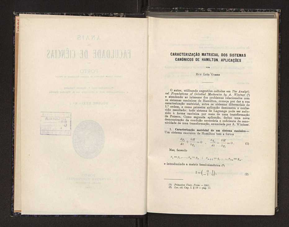 Anais da Faculdade de Scincias do Porto (antigos Annaes Scientificos da Academia Polytecnica do Porto). Vol. 31 5