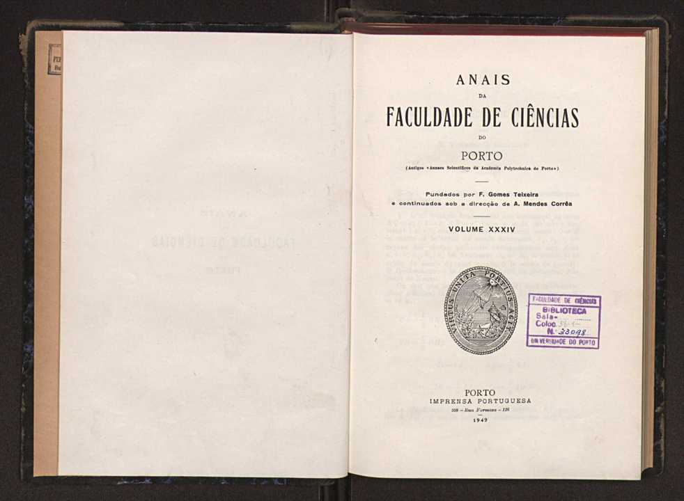 Anais da Faculdade de Scincias do Porto (antigos Annaes Scientificos da Academia Polytecnica do Porto). Vol. 34 4