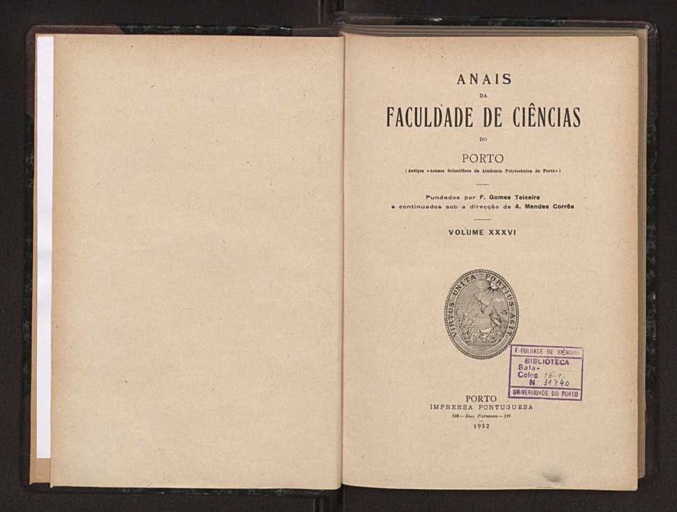 Anais da Faculdade de Scincias do Porto (antigos Annaes Scientificos da Academia Polytecnica do Porto). Vol. 36 3