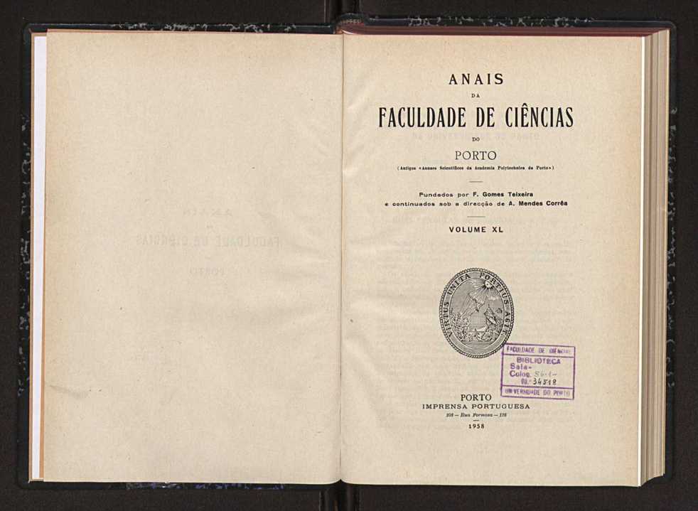 Anais da Faculdade de Scincias do Porto (antigos Annaes Scientificos da Academia Polytecnica do Porto). Vol. 40 4