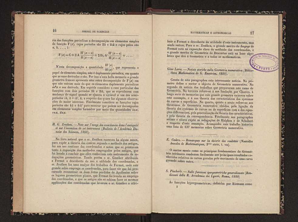 Jornal de sciencias mathematicas e astronomicas. Vol. 9 9
