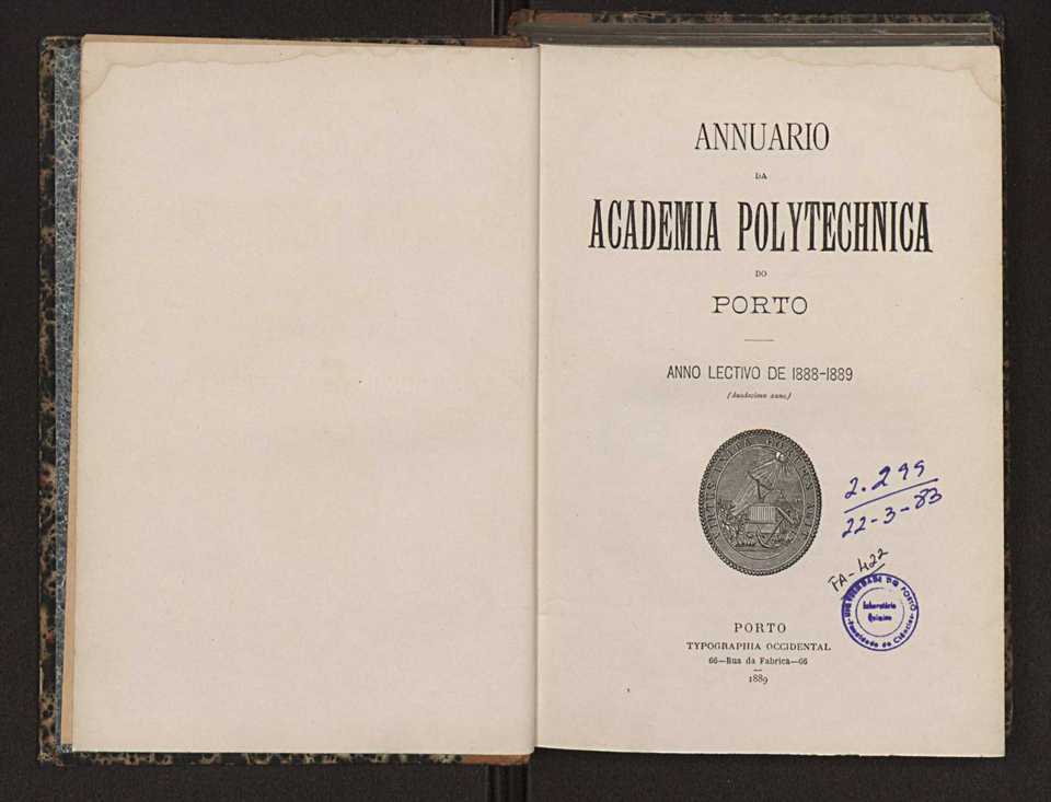 Annuario da Academia Polytechnica do Porto. A. 12 (1888-1889) / Ex. 2 3
