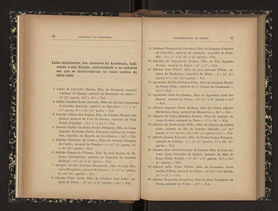 Annuario da Academia Polytechnica do Porto. A. 24 (1900-1901) / Ex. 2 20
