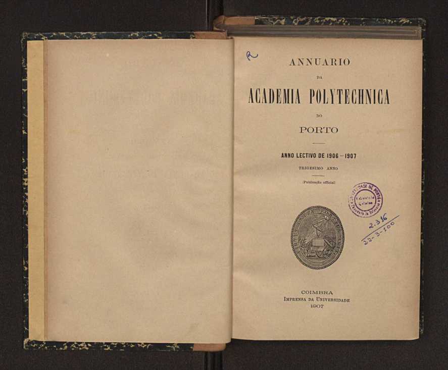 Annuario da Academia Polytechnica do Porto. A. 30 (1906-1907) / Ex. 2 3