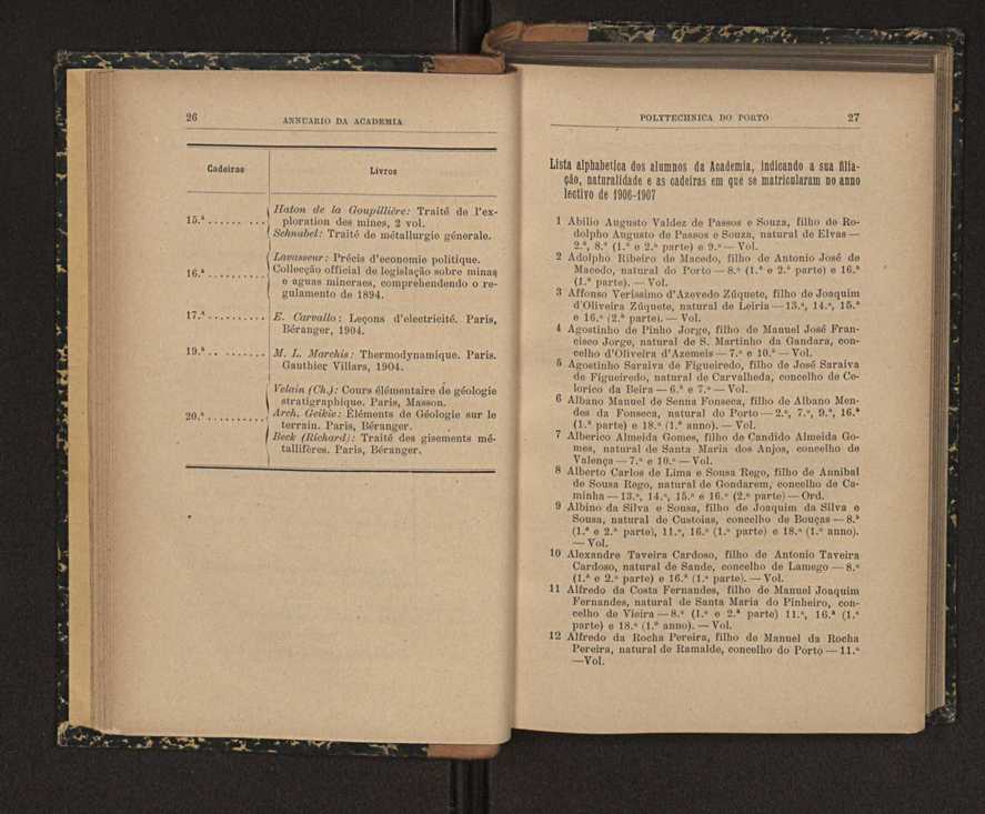 Annuario da Academia Polytechnica do Porto. A. 30 (1906-1907) / Ex. 2 17