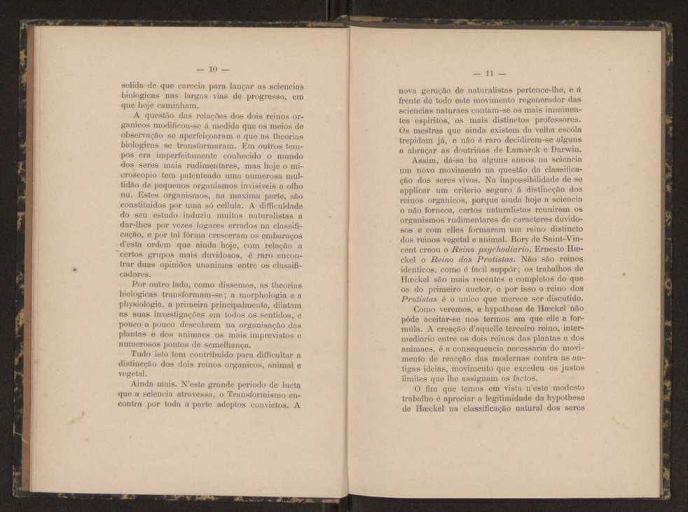 Oreino dos protistas:apreciao da legitimidade d'esta hypothese na classificao dos seres organicos 7