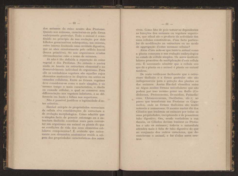 Oreino dos protistas:apreciao da legitimidade d'esta hypothese na classificao dos seres organicos 32