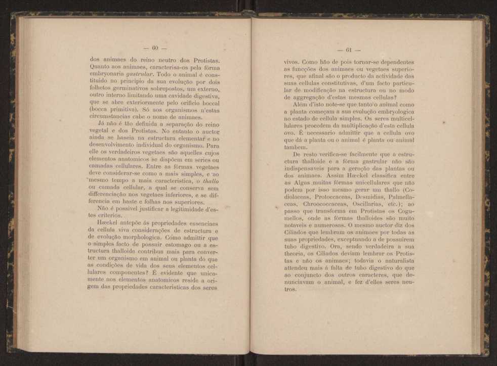 Oreino dos protistas:apreciao da legitimidade d'esta hypothese na classificao dos seres organicos 32