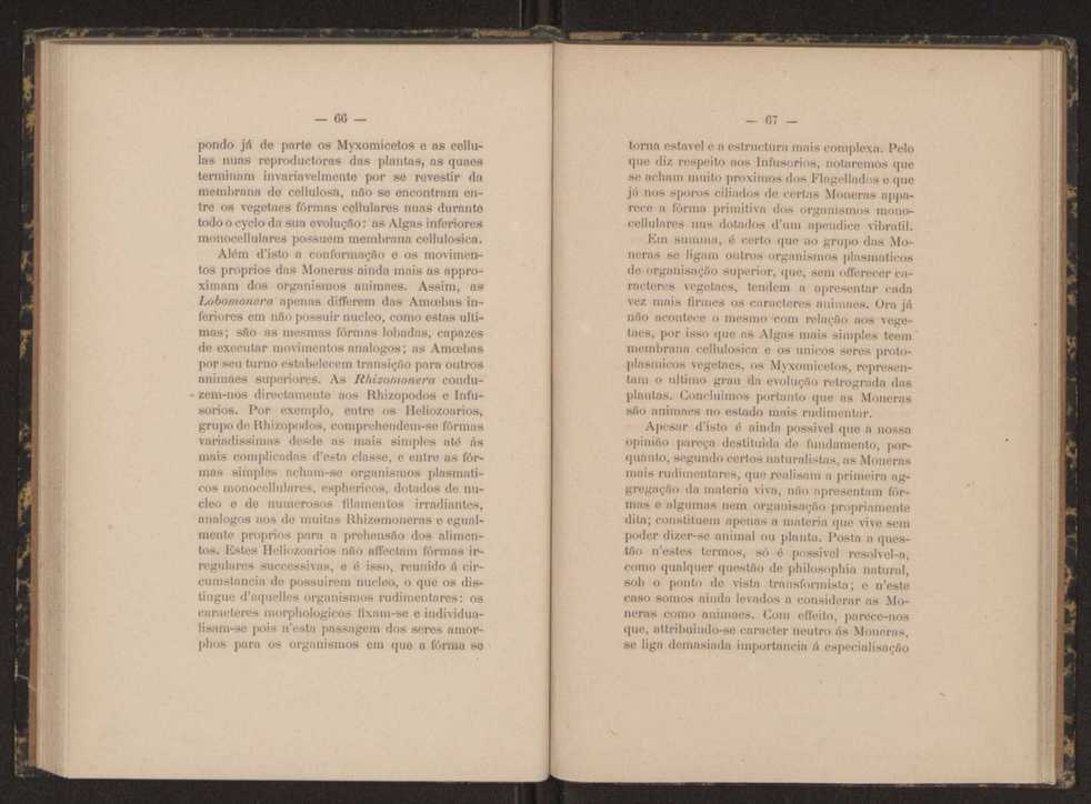 Oreino dos protistas:apreciao da legitimidade d'esta hypothese na classificao dos seres organicos 35