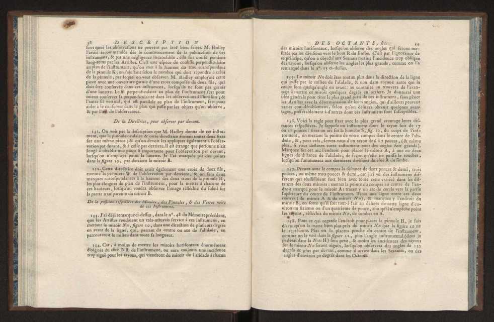 Description des octants et sextants anglois, ou quarts de cercle a reflection, avec la maniere de servir de ces instrumens, pour prendre toutes sortes de distances angulaires, tant sur mer que sur terre : pr�c�d�e d'un m�moire sur une nouvelle construction de ces instrumens; et suivie d'un appendix, contenant la description et les avantages d'un double-sextant nouveau 30