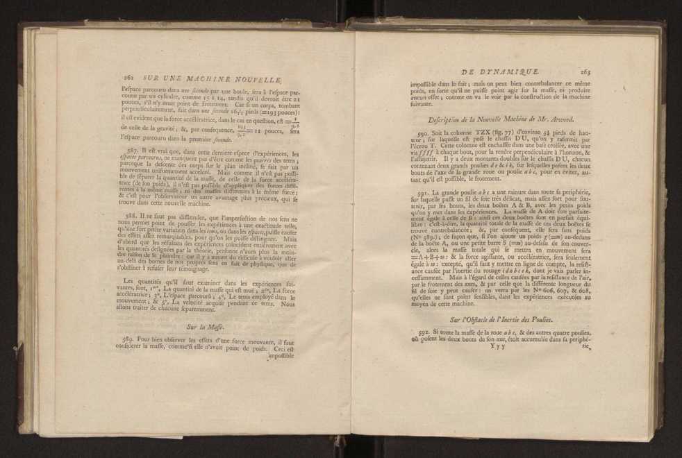 Description d'une machine nouvelle de dynamique, invente par Mr. G. Atwood... on rend trs aisment sensibles les loix du mouvement des corps en ligne droite, et en rotation, les velocits communiques par le choc des corps elastiques et non-elastiques, la resistance des fluides, etc. : avec un prcis des expriences rlatives  la premiere espece de mouvement, et la maniere de les executer, etc., dans une lettre adresse  Monsieur Volta 5