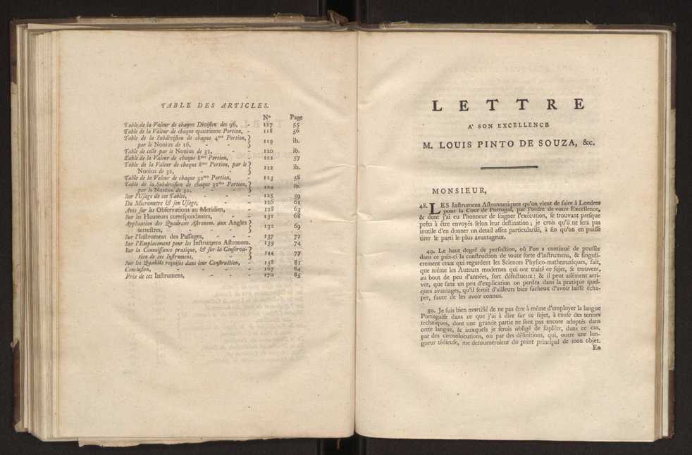 Description et usages des instrumens d'astronomie et de physique, faits  Londres, par ordre de la cour de Portugal en 1778, adresse dans une lettre  son excellence M. Louis Pinto de Souza Coutinho 3