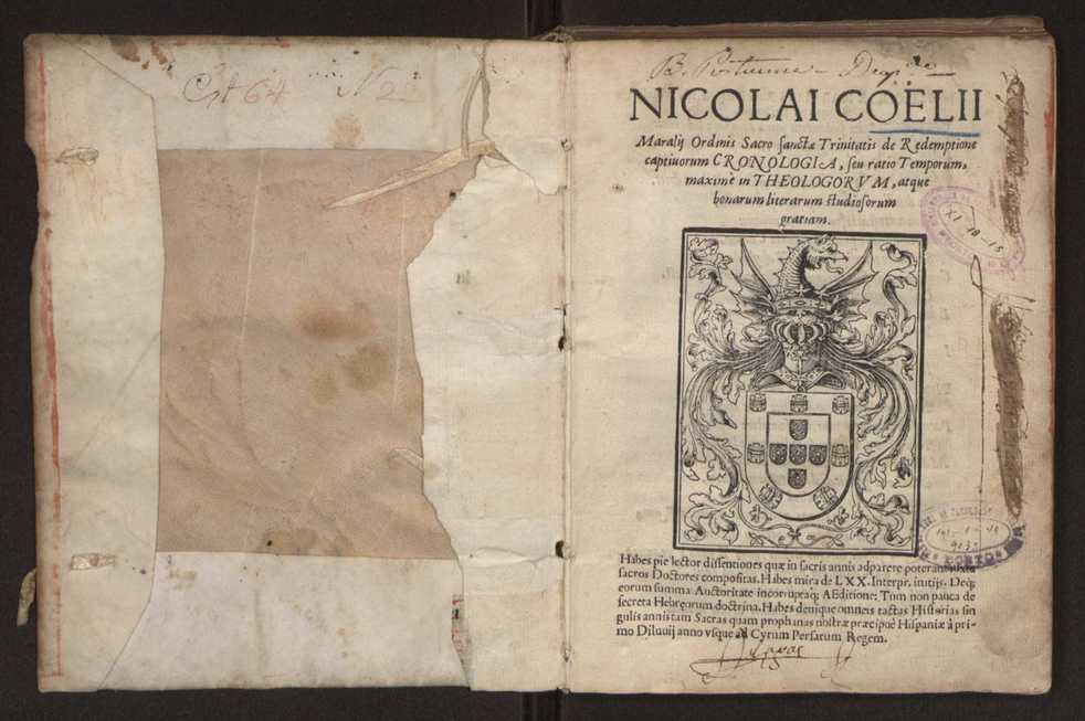 Nicolai Coelii Maralii Ordinis Sacro Sanctae Trinitatis de redemptione captiuorum cronologia seu ratio temporum maxim in theologarum atque bonarum literarum studiosorum gratiam.. 2