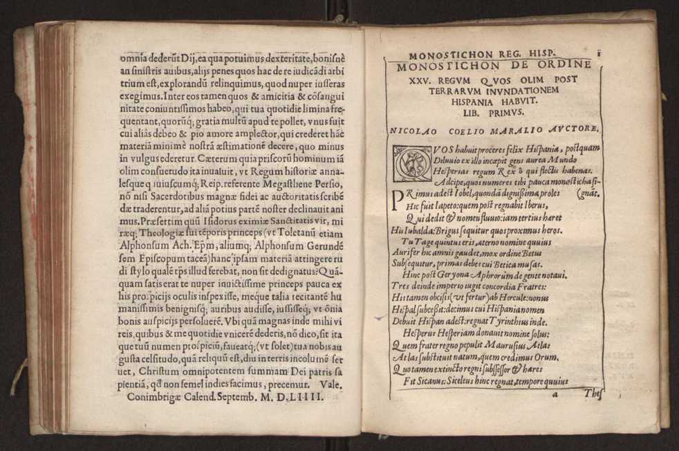 Monostichon de primis hispanorum regib. lib. primus. Nicolao Coelio Maralio auctore ; tum eiusdem auctoris Oratio de hominis suprema dignitate atque ad Christum seruatorem nostrum precatio matutina 7