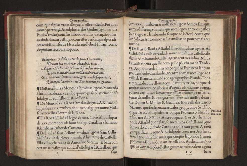Chorographia de alguns lugares que stam em hum caminho que fez Gaspar Barreiros  anno de MDXXXXVJ comeado na cidade de Badajoz em Castella te  de Milam em Italia ; co algu[m]as outras obras cujo catalogo vai scripto com os nomes dos dictos lugares na folha seguinte 144