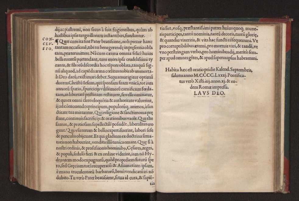 Garsias Menesius Eborensis praesul quum Lusitaniae regis inclyti legatus & regiae classis aduersus Turcas Hydrunte[m] in Apulia presidio tenentes praefectus ad vrbem accederet, in te[m]plo diui Pauli publice exceptus apud Xistu[m] iiij Ponti. Max. & apud sacrum Cardinalium senatum, huiuscemodi orationem habuit 14