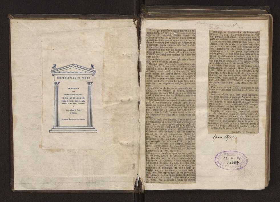 Chronographia reportorio dos tempos, no qual se contem VI. partes, s. dos tempos, esphera, cosmographia, & arte da navegao, astrologia rustica, & dos tempos, & pronosticao dos eclipses, cometas, & samenteiras. O calendario romano, c os eclypses ate 630. E no fim o uso, & fabrica da balhestilha, & quadrante gyometrico, com hum tratado dos relogios 2