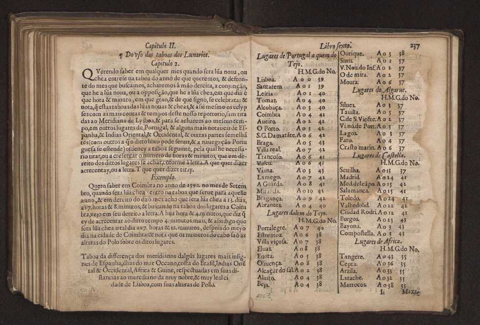 Chronographia reportorio dos tempos, no qual se contem VI. partes, s. dos tempos, esphera, cosmographia, & arte da navegao, astrologia rustica, & dos tempos, & pronosticao dos eclipses, cometas, & samenteiras. O calendario romano, c os eclypses ate 630. E no fim o uso, & fabrica da balhestilha, & quadrante gyometrico, com hum tratado dos relogios 249