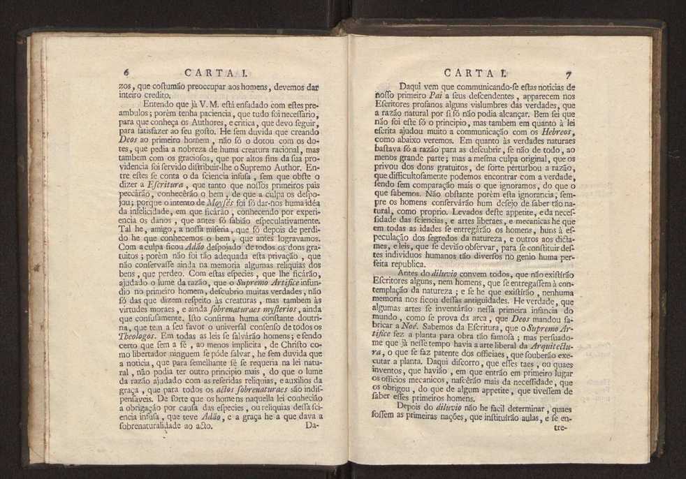 Cartas, em que se d notcia da origem, e progresso das sciencias, escritas ao doutor Jos da Costa Leito por hum seu amigo, e dadas  luz pelo mesmo para utilidade dos curiosos 5