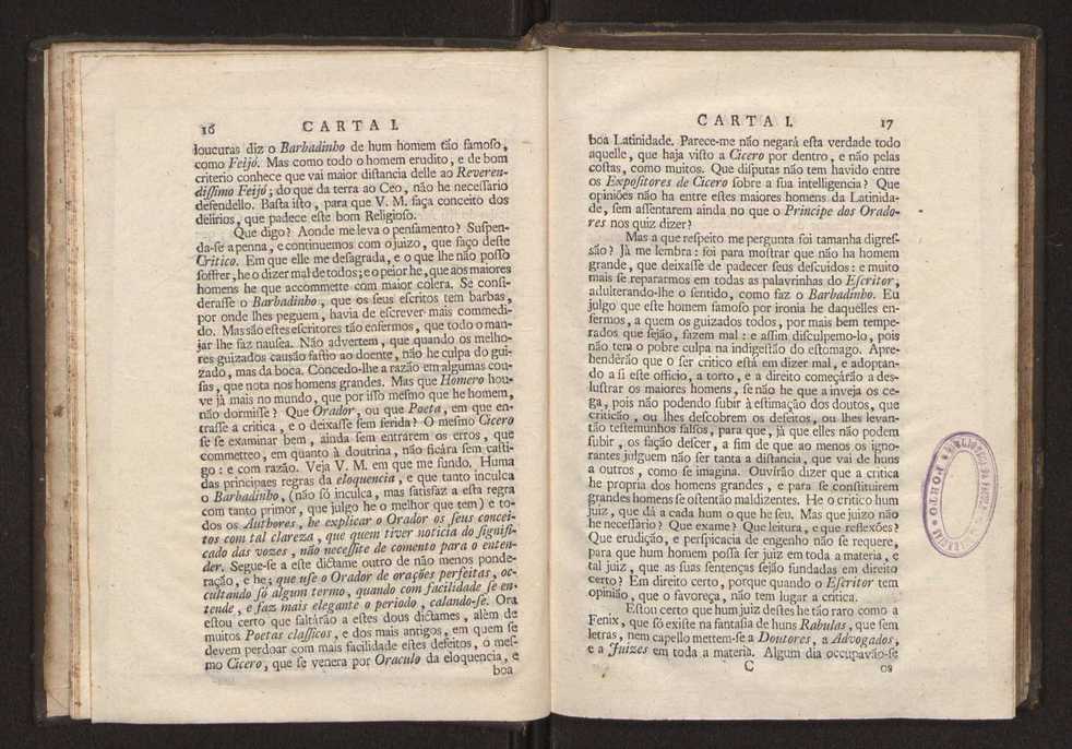 Cartas, em que se d notcia da origem, e progresso das sciencias, escritas ao doutor Jos da Costa Leito por hum seu amigo, e dadas  luz pelo mesmo para utilidade dos curiosos 10