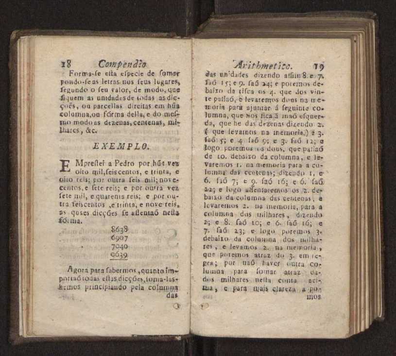 Compendio arithmetico : obra muito util para principiantes aprenderem com facilidade todas as especies de conta, & saberem usar dellas, com suas taboas no fim, em que se achara diminuidas as moedas de ouro deste reyno ... 18