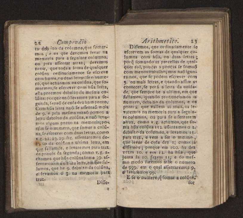 Compendio arithmetico : obra muito util para principiantes aprenderem com facilidade todas as especies de conta, & saberem usar dellas, com suas taboas no fim, em que se achara diminuidas as moedas de ouro deste reyno ... 20