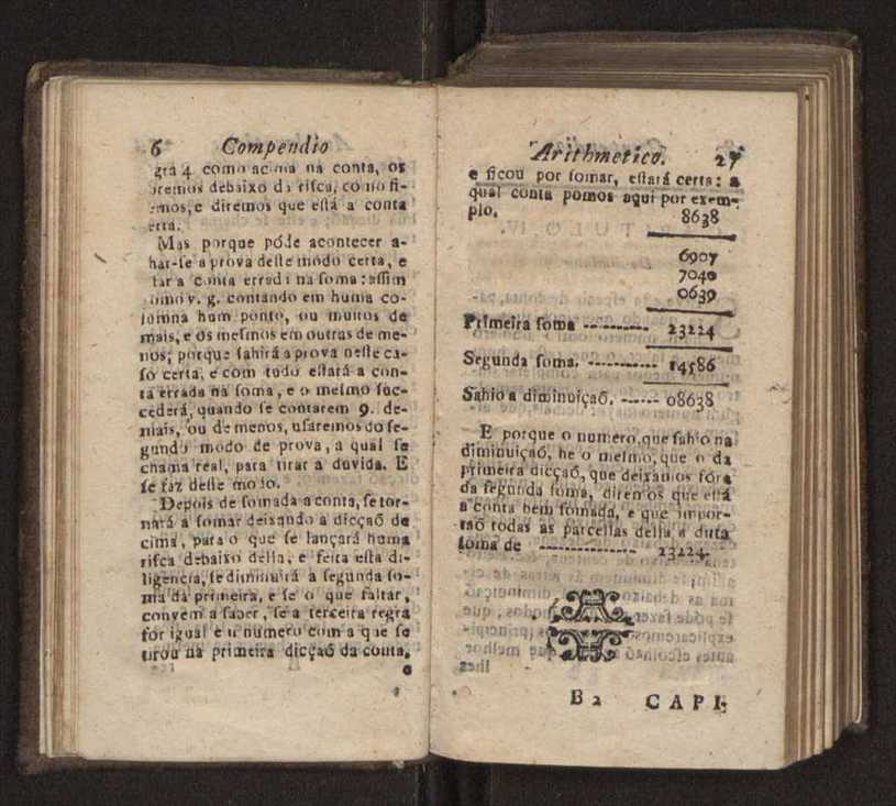 Compendio arithmetico : obra muito util para principiantes aprenderem com facilidade todas as especies de conta, & saberem usar dellas, com suas taboas no fim, em que se achara diminuidas as moedas de ouro deste reyno ... 22