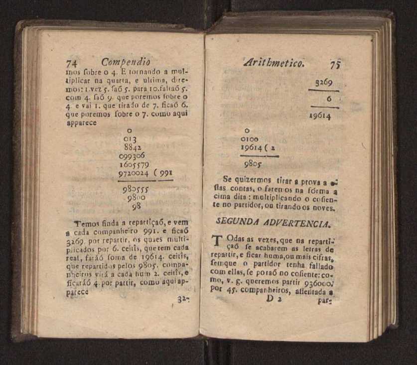Compendio arithmetico : obra muito util para principiantes aprenderem com facilidade todas as especies de conta, & saberem usar dellas, com suas taboas no fim, em que se achara diminuidas as moedas de ouro deste reyno ... 46