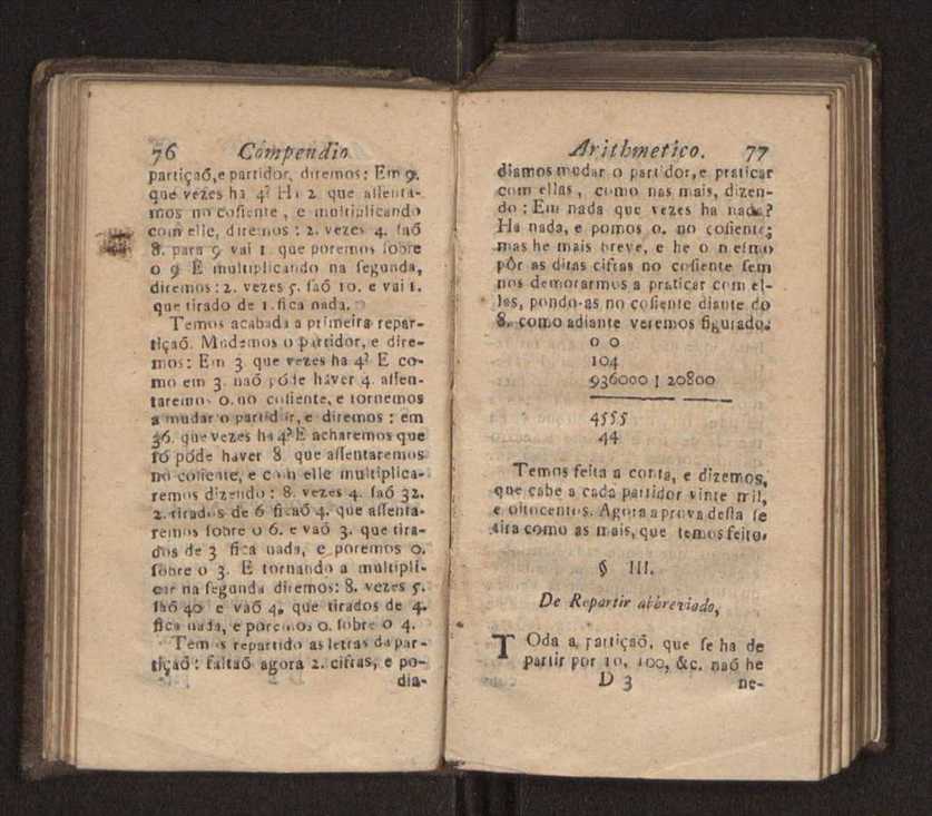 Compendio arithmetico : obra muito util para principiantes aprenderem com facilidade todas as especies de conta, & saberem usar dellas, com suas taboas no fim, em que se achara diminuidas as moedas de ouro deste reyno ... 47