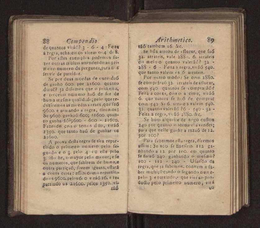 Compendio arithmetico : obra muito util para principiantes aprenderem com facilidade todas as especies de conta, & saberem usar dellas, com suas taboas no fim, em que se achara� diminuidas as moedas de ouro deste reyno ... 53