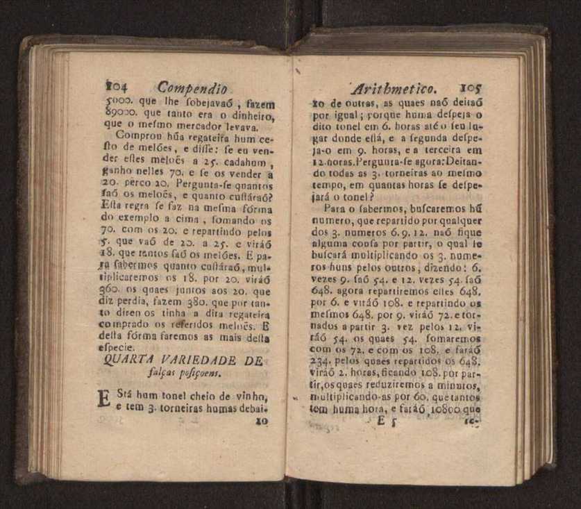 Compendio arithmetico : obra muito util para principiantes aprenderem com facilidade todas as especies de conta, & saberem usar dellas, com suas taboas no fim, em que se achara diminuidas as moedas de ouro deste reyno ... 61