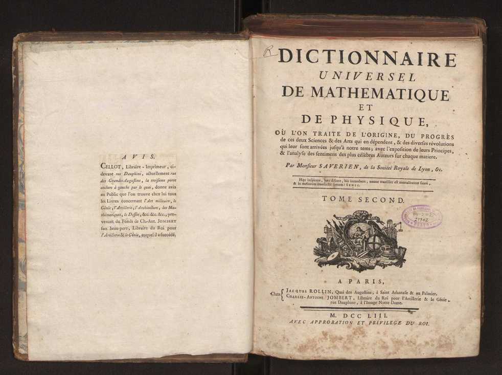 Dictionnaire universel de Mathematique et de Physique, ... Vol. 2 2