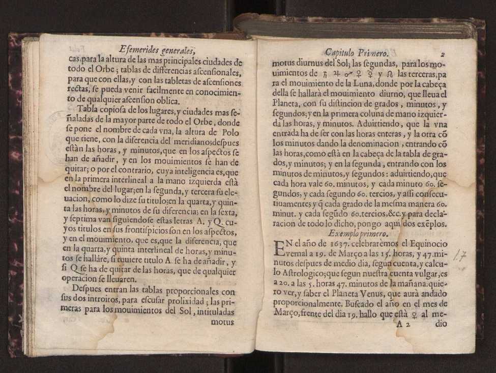 Efemerides generales de los movimientos de los Cielos por 64 aos desde el de 1637 hasta el de 1700, segundo Fycho y Copernico, que mas conforman la verdad 16