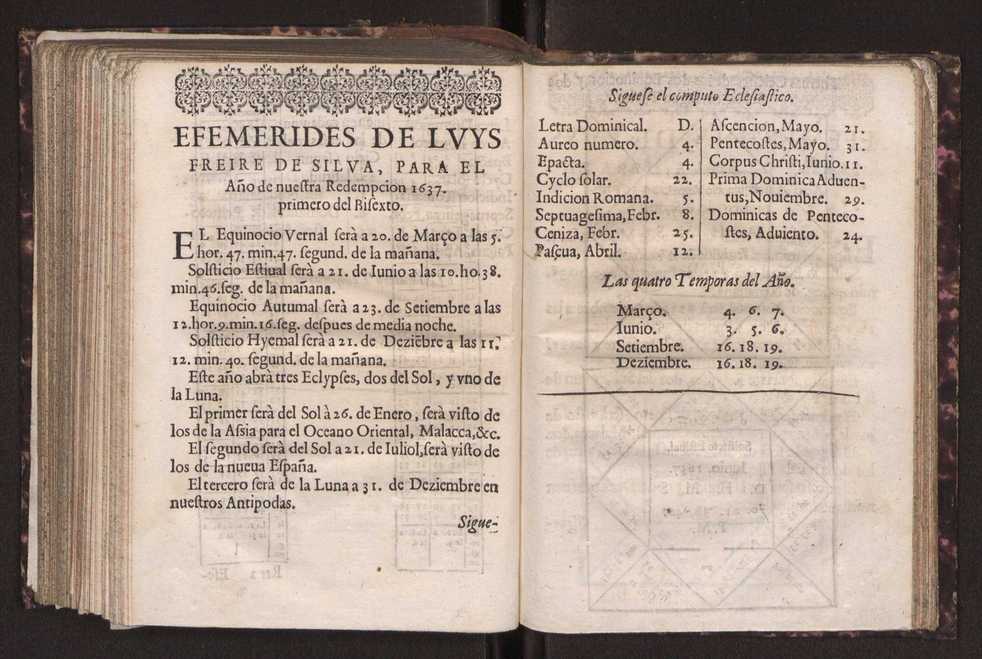 Efemerides generales de los movimientos de los Cielos por 64 aos desde el de 1637 hasta el de 1700, segundo Fycho y Copernico, que mas conforman la verdad 264