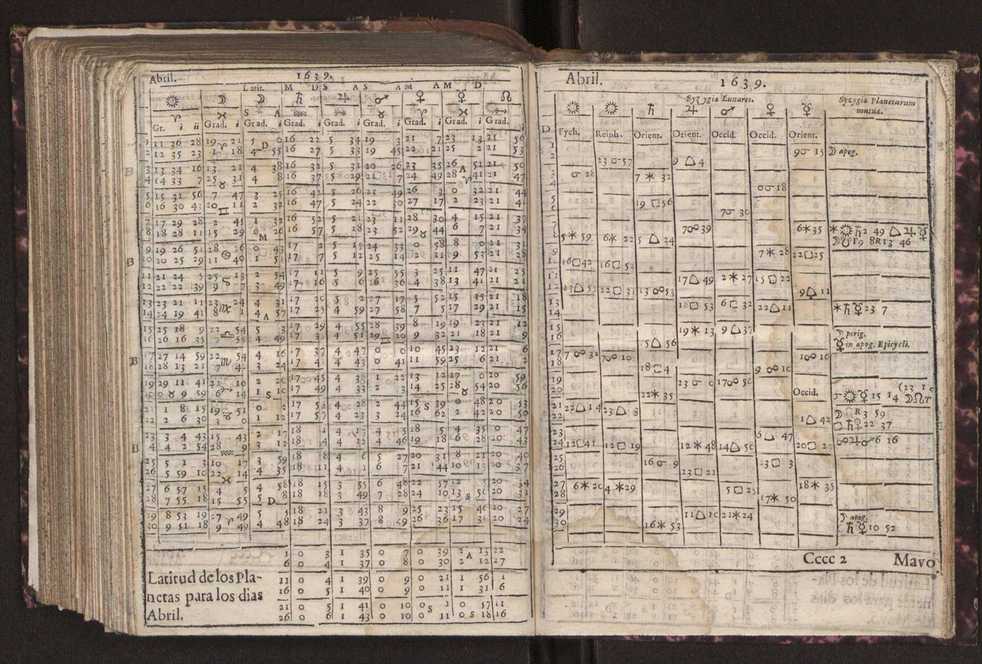 Efemerides generales de los movimientos de los Cielos por 64 aos desde el de 1637 hasta el de 1700, segundo Fycho y Copernico, que mas conforman la verdad 299