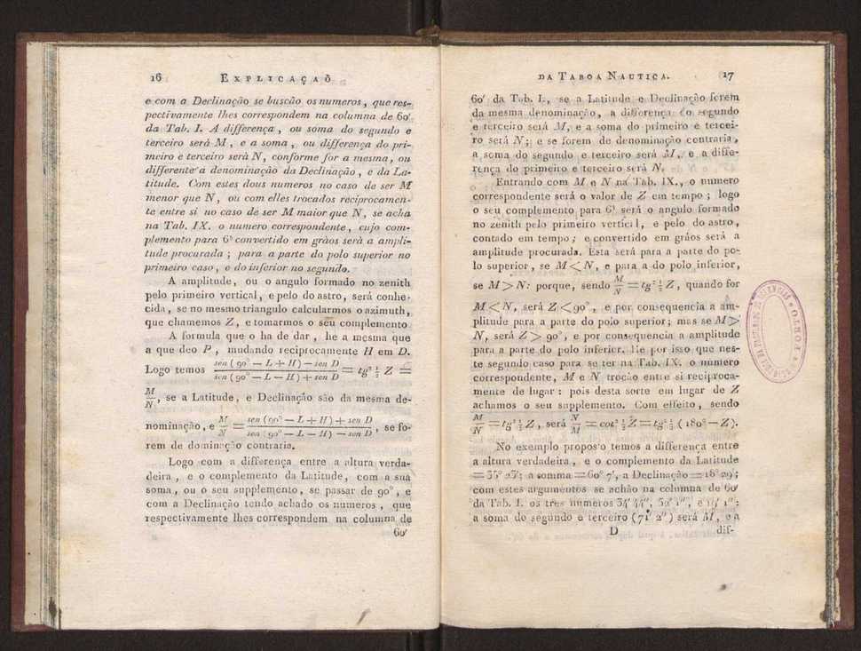 Explicao da taboada nautica para o calculo das longitudes, offerecida  Sociedade Real Maritima, militar, e geografica, por seu socio Jos Monteiro da Rocha, ... 17