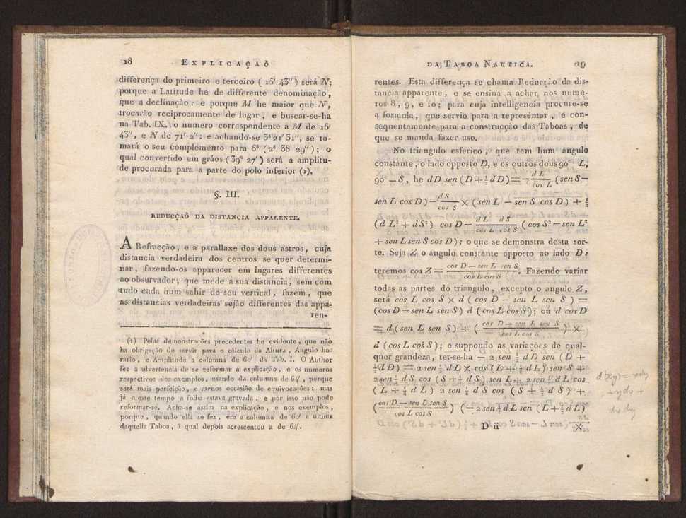 Explicao da taboada nautica para o calculo das longitudes, offerecida  Sociedade Real Maritima, militar, e geografica, por seu socio Jos Monteiro da Rocha, ... 18