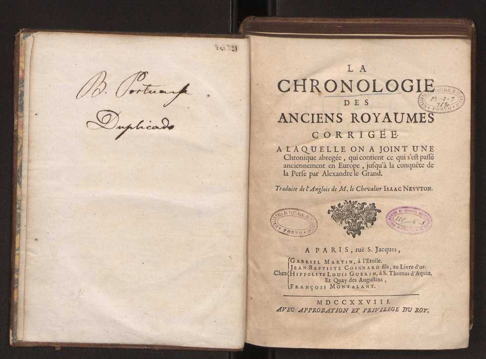 La chronologie des anciens royaumes corrige a laquelle on a joint une chronique abrege, qui contient ce qui s'est pass anciennement en Europe, jusqu' la conqute de la Perse par Alexandre le Grand 3