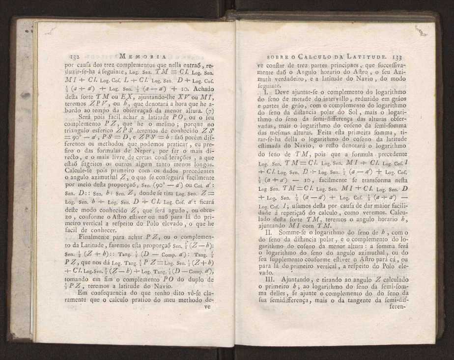 Memoria sobre o calculo da latitude, por duas alturas de hum mesmo astro tomadas fra do meridiano 7