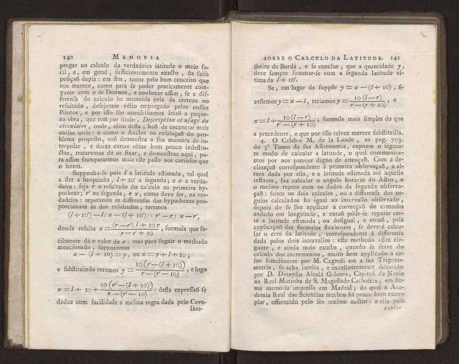 Memoria sobre o calculo da latitude, por duas alturas de hum mesmo astro tomadas fra do meridiano 11