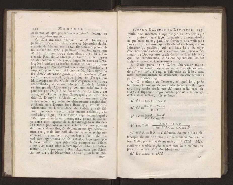 Memoria sobre o calculo da latitude, por duas alturas de hum mesmo astro tomadas fra do meridiano 12