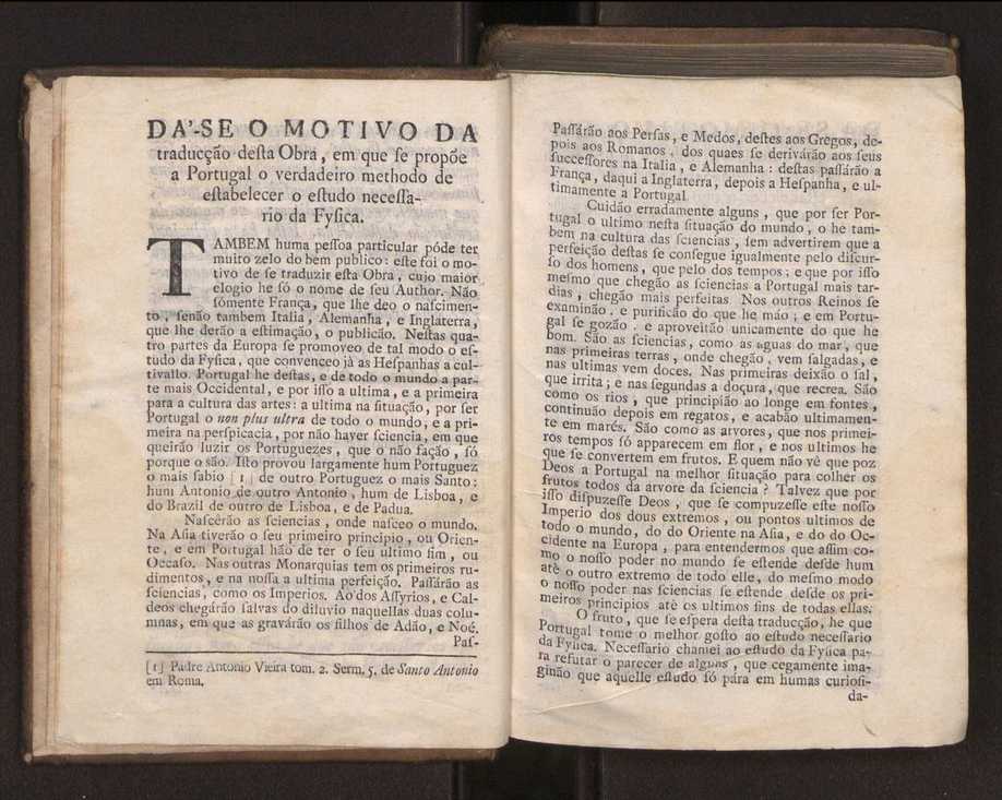 Origem antiga da fysica moderna : em que se v pelos discursos de diversas cartas o que a Fysica moderna tem de comum com a antiga ; o grau de perfeio da Fysica moderna sobre a antiga e os meios que tem levado a Fysica a este gro de perfeio. Vol. 1 6