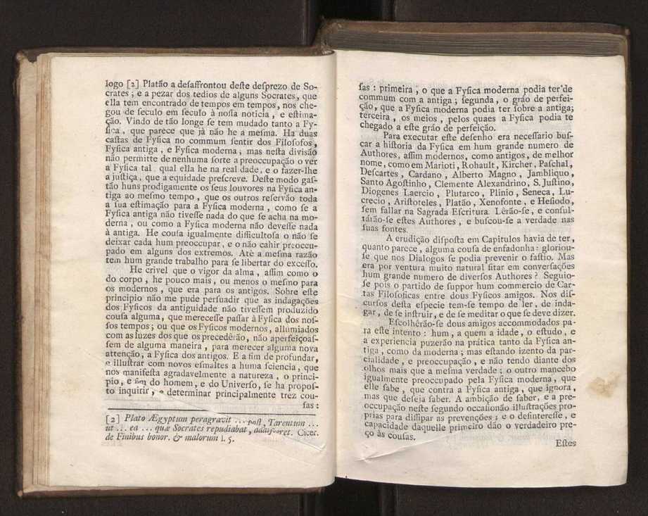 Origem antiga da fysica moderna : em que se v pelos discursos de diversas cartas o que a Fysica moderna tem de comum com a antiga ; o grau de perfeio da Fysica moderna sobre a antiga e os meios que tem levado a Fysica a este gro de perfeio. Vol. 1 14